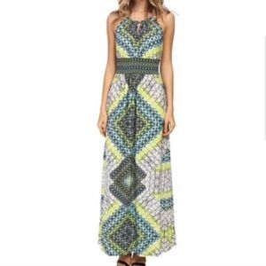 London Times Geometric Aztec Print Maxi Dress Size 6